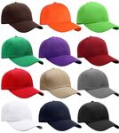 Falari Wholesale Bulk Lot 12-Pack Baseball Cap Adjustable Size Plain Blank Solid Color (12-Pack Assorted Color Group 2)