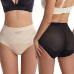 2 Packs Tummy Control Shapewear Brief for Women Girdle Underwear Shaper Lower Belly Underoutfit Shape wear Faja Body Shaper (Nude, Black, Small)