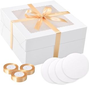 KPOSIYA 40pcs 12x12x6 inches Cake Boxes with Cake Boards（20 Boxes & 20 Boards）, White 12 inch Cake Boxes with Window,Cajas Pasteles Square Cardboard Cake Containers for Christmas Thanksgiving