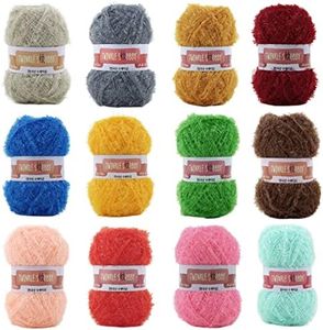 SCYarn 12 Skeins Twinkle sKRubby Yarn Giant Pack Total 2232 Yards Multicolor for Dishcloths, Washcloths, Kitchen Crochet & Knitting Giant Pack Assorted Color (Vivid)