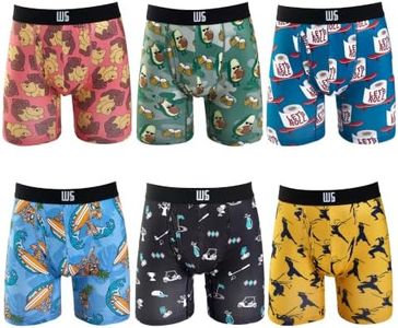 Warriors & Scholars Chafe Safe Pouch Boxer Briefs For Men Pack Of 6, Ultra Soft, Breathable Quick Dry, Moisture-Wicking, Buldge Enhancing Mens Underwear, AM230 4XL