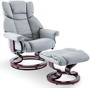 Blisswood Recliner Chair With Footstool, Swivel Recliner Sofa Chair Armchair Lounge 135° Reclining High Back Ergonomic Couch Bed Upto 160kg Weight Capacity With Tilting Lock For Living Room