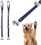 CATHYLIFE Leather Dog Doorbells for Door Knob/Potty Training/Go Outside, Length Adjustment Copper Dog Bell, Housetraining Hanging Bell, Blue Leather Silver Bells - 2 pack