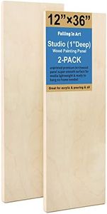 Falling in Art Unfinished Birch Wood Panels Kit for Painting, Wooden Canvas 2 Pack of 12x36’’ Studio 1’’ Deep, Cradle Boards for Pouring, Art, Crafts, Burning and More