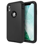 AICase iPhone XR Heavy Duty Case, Shockproof Tough Case, Rugged 3-in-1 Triple-Layer Drop Protection Phone Cover for Apple iPhone XR (2018), Black