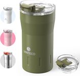 Santeco Travel Coffee Mug 12oz Insulated Coffee Cups with Flip Lid, Stainless Steel Coffee Mugs Spill Proof, Double Wall Vacuum Tumbler, Reusable to Go Mug for Hot/Ice Coffee Tea-Army Green