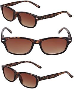 3 Pair of Classic"The Intellect" Full Reading Sunglasses - Outdoor Reading Sunglasses NOT Bifocals - Soft Pouches Included (Tortoise/Tortoise, 2.0)