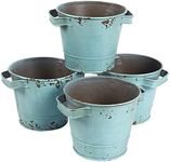 Juvale 4 Pack Small Galvanized Buckets with Handles, Blue Metal Tin Planters for Plants, Flower Pots (5 x 4 Inch)