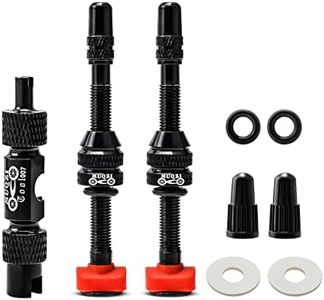 MUQZI Tubeless Presta Valve Stem Kits - No Leak Bike Valve Stem with Integrated Valve Core Removal Tool and Alloy Presta Valve Stem Caps for Bicycles, Black (60mm)