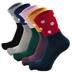 Womens Toe Socks Cotton Ladies Five Finger Running Socks Mini Crew Sport Socks, 5 Pairs