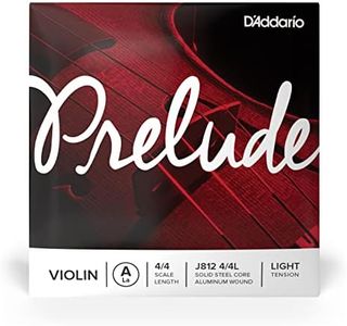 D'Addario Prelude Violin Single E String, 1/4 Scale, Medium Tension - J812 4/4L - Solid Steel Core, Warm Tone, Economical and Durable – Educator’s Choice for Student Strings