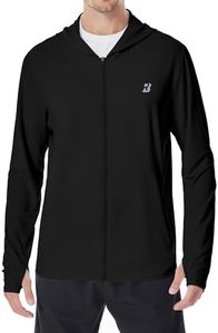Roadbox Men's UPF 50+ Sun Protection Hoodie Jacket Lightweight Zip Fishing Hiking UV Shirts with Pockets and Thumbholes Black