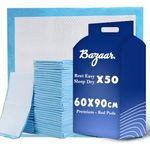 50 x Bazaar Disposable Incontinence Bed Pads 60 x 90cm | Highly-Absorbent Incontinence Bed Sheets | Waterproof Incontinence Sheets for Sofa, Mattress, Chair & for Babies, Children, Adults, & Elderly.