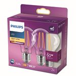 PHILIPS LED Premium Classic A60 Light Bulb 2 Pack [E27 Edison Screw] 7W - 60W Equivalent, Warm White (2700K), Non Dimmable