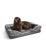 Silentnight Orthopaedic Luxury Pet Dog Cat Bed - Cosy Comfortable Medium Dog Puppy Bed Sofa with Machine Washable Removable Cover, Contoured Foam Support, Non-Slip Base - Grey, Medium 80 x 59 x 18cm