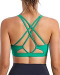 RUNNING GIRL Strappy Sports Bra for Women Sexy Crisscross Back Light Support Yoga Bra with Removable Cups (2969 Vivid Green L)