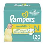 Diapers Newborn/Size 0 (< 10 lb), 120 Count - Pampers Swaddlers Disposable Baby Diapers, Giant Pack (Packaging May Vary)