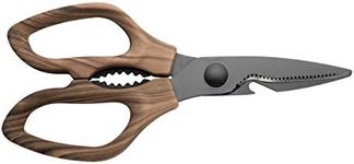 Rockingham Forge Forester Series Kitchen Scissors, Stainless Steel with Soft Touch Wood Effect Handles, Nutcracker & Bottle Opener Included