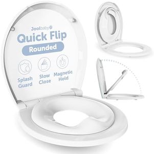 Quick Flip Round Toilet Seat with Built-In Potty & Splash Guard for Toddler Training, Slow Close - Jool Baby