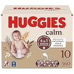 Huggies Calm Baby Wipes, Unscented, 10 Push Button Packs (560 Wipes Total)