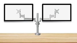 Rife Dual Monitor Arm Mount | Fits 13"-26" Screens | 11 lbs Capacity | Full Motion Adjustable | Ergonomic Viewing Angle | Space-Saving C-Clamp Type