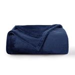 Aisbo Fleece Blanket Navy Blue Throw - Versatile Soft Warm Blanket Fluffy Throws for Bed Double Size, Cozy Solid Flannel Twin Blanket for Sofa Couch, 150x200cm Navy