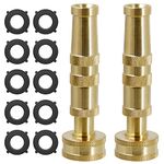 Biswing Brass Hose Nozzles, Heavy-Duty Brass Adjustable Twist Hose Nozzle, 2 Pack (4"), VI3432