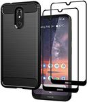 Sinwere Compatible for Nokia 3V/Nokia 3.2 Phone Case with [2 x Full Coverage Tempered Glass Screen Protectors]