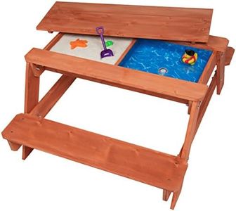 Svan 3 in 1 Indoor/Outdoor Picnic Table for Kids, Sand & Water Activity Set w Removable Top & Dual Drains for Easy Cleaning (43 X 35 X 19 in)- Safe & Fun Sandbox Play- Wooden Playbox for Boys, Girls