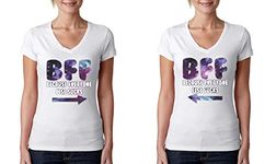 ALLNTRENDS Women's V Shirt BFF Galaxy (BFF1 S BFF2 S, White)