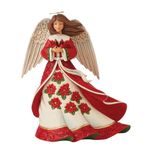 Enesco Jim Shore Heartwood Creek Christmas Angel with Cardinals and Poinsettias Figurine, 8.66 Inch, Multicolor