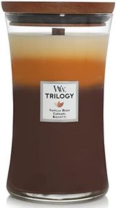 WoodWick Cafe Sweets Hourglass Trilogy Jar Candle, Vanilla Bean Caramel Biscotti, Large