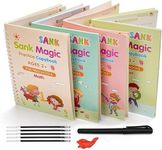 Eclet Magic Book for Kids, Sank Magic Practice Copybook, (4 Book+10 Refill+1 Pen+1 Grip) Number Tracing Book for Pre-Schoolers with Pen, Magic Calligraphy Copybook Set Writing Tool for Kids(F)