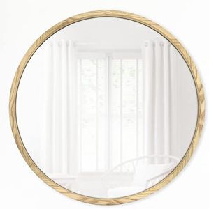 Master and Co. Luna Wall Mirror, Round, Natural Woodgrain Finish, 32 in (60938)