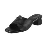 Metro Women's Black Faux Leather Formal Block Heel Fashion Sandals UK/7 EU/40 (40-144)
