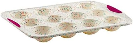 Trudeau Structure White Confetti Reinforced 12 Cup Dome Cake Pan/Mold Silicone Bakeware, Medium