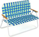 COSTWAY 2-Seater Folding Camping Chairs, Garden Dining Seat with Armrests and Non-slip Footpads, Portable Outdoor Beach Armchair for Patio Picnic Fishing Poolside, Support 300kg