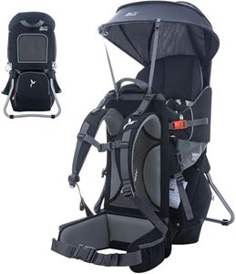 WIPHA Ultralight Toddler Hiking Baby Carrier Backpack with Sunshade, Black | Ergonomic padded support, adjustable foldable design, storage pocket, comfy for long walks, great travel & Christmas gift