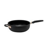 Meyer Accent Series Hard Anodized + Non-stick Chef's Pan/ Stir fry with Ergonomic Grip Silicone Handle| Gas and Induction Compatible, 4.5 Liters, Matte Black