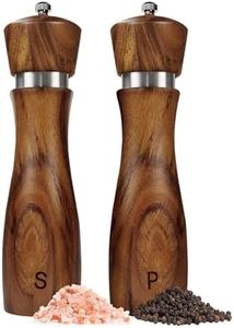 2 Pack Salt and Pepper Grinder Set, Acacia Salt and Pepper Shakers Wood Salt Shaker with Ceramic/Stainless Steel Core, Modern and Elegant Wooden Salt and Pepper Set
