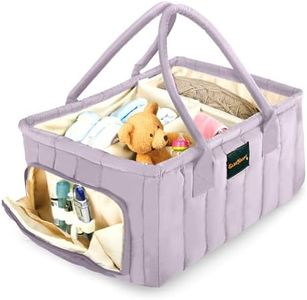 Eleghaunt Baby Diaper Caddy Basket Organizer-Sturdy, Breathable & Washable - Stylish Storage, Portable, Car Caddy Organizer, Nursery, Baby Gift Registry Newborn Essentials (Lilac)