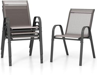 COSTWAY Set di 2/4 Sedie da Giardino, Poltrone in Tessuto Textilene per Esterno, Sedie Impilabili con Gambe in Metallo, Portata 150 kg, 56 x 70 x 84 cm (Grigio,4)