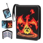 Trading Card Binder Compatible with Pokemon Cards, 4 Pocket Card Collector Album Holder Fits 400 Cards with 50 Removable Sleeves, Portable Trading Card Book as Ideal Festival Gifts for Boys and Girls