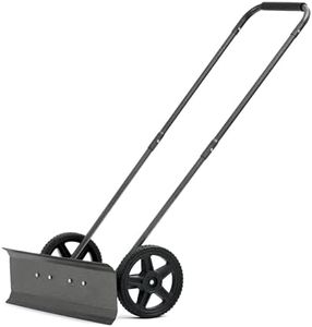 Yard Butler Snowplow Rolling Push Shovel, IRSPP-24- No-Bend Shovel for Easy Snow Clearing - Ergonomic Design - Two-Handed Cushioned Grips - Powder-Coated Steel Construction - Improved Simple Assembly