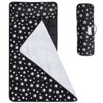 Toddler Sleeping Bag Nap Mat Black with Pillow and Fleece Blanket, Lightweight, Soft Perfect for Kids Preschool, Daycare, Travel Sleeping Bag Boys Girls, 21" x 50" Fit Standard Cot