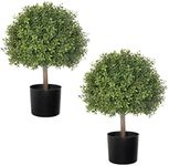 LUWENER 2 Pack 24.5inch Artificial Topiary Ball Plants, Faux Boxwood Ball in Pot, Fake Outdoor Plant for Front Door Decor, Home Decor, Garden, Wedding Decor