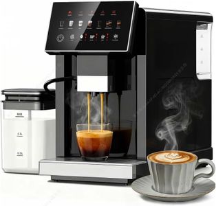 Electactic Fully Automatic Espresso Machine with Grinder&Auto Milk Frother | Coffee Machine with 15 Grind Settings, Auto-Clean Function, Intuitive Touchscreen&Smart Alarm for Latte/Cappuccino/Americano