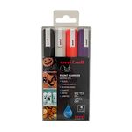 uni-ball PWE-5M Liquid Chalk Pens. Multi-Purpose Wipeable Coloured Markers for Blackboards, Chalkboards, Whiteboards, Glass, Mirrors, Plastic, Windows, Metal. Halloween Tones. Bullet Tip 5mm. 4 Pack