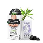 DR.RASHEL Bamboo Charcoal Nose Pore Strips | Activated Charcoal & Tea Tree Oil | Oil Control, Deep Cleansing & Blackhead Removal | Includes 5 Strips + 5 Wipes