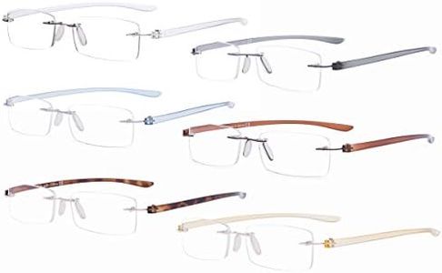 Eyekepper 6-Pack Mix Color Small Lenes Rimless Reading Glasses Women - Frameless Reader Eyeglasses for Men Reading +0.50